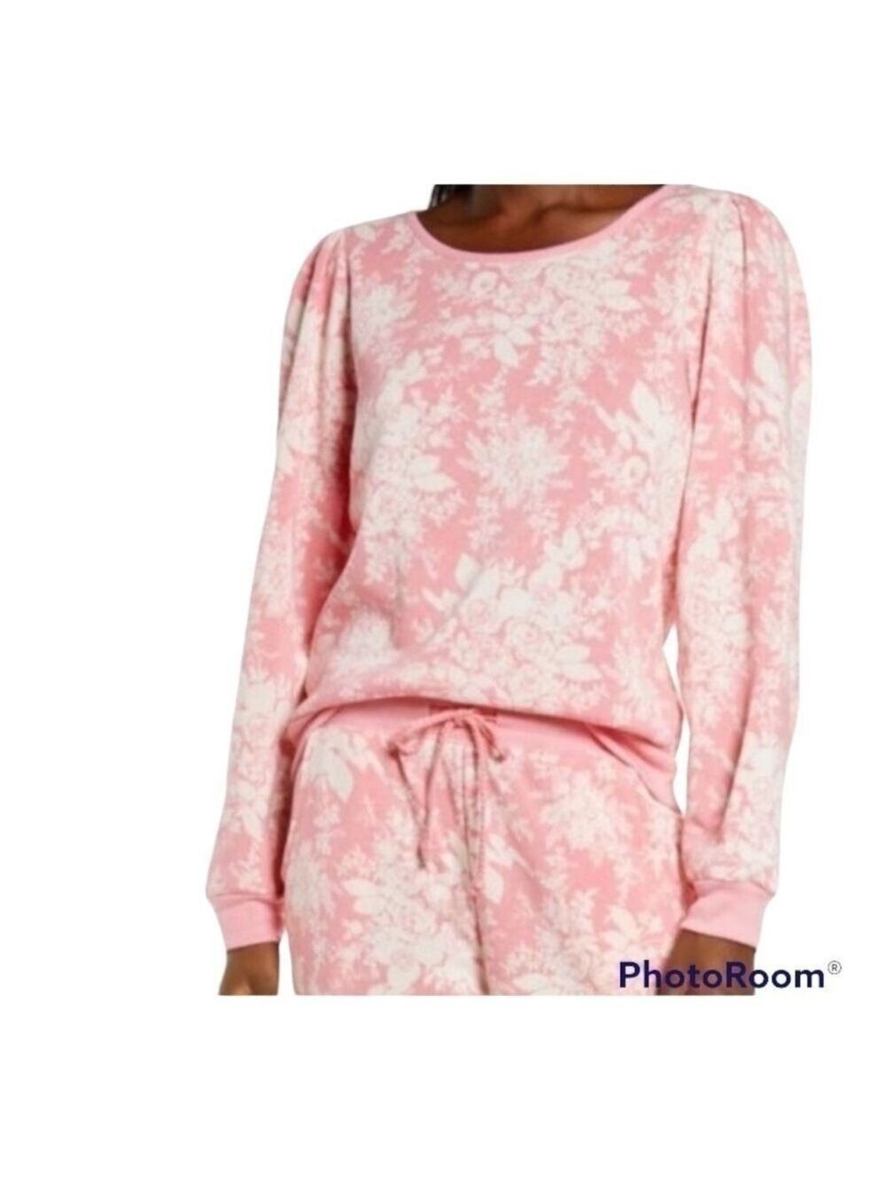 RACHEL PARCELL Pink Quill Rose Brocade Sweatshirt size small